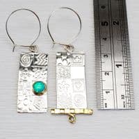 Handmade asymmetrical blue Opal earrings, made from sterling silver, offering a choice of gemstones.