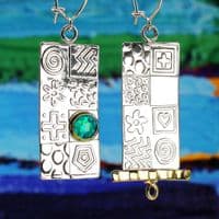 Handmade asymmetrical blue Opal earrings, made from sterling silver, offering a choice of gemstones.