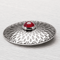 Handmade Flower Pattern Brooch 'B', featuring a beautiful 10mm Pink corundum gemstone.