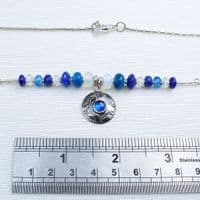 handmade leaf pattern blue spinel necklace