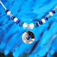 handmade leaf pattern blue spinel necklace