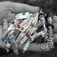 Handmade matching long  sterling silver earrings featuring two beautiful Amber stones