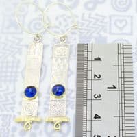 Handmade matching long  sterling silver earrings featuring two beautiful Amber stones