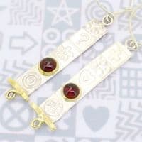 Handmade matching long  sterling silver earrings featuring two beautiful Amber stones