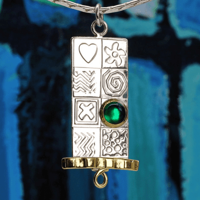 Handmade pendant from our Asymmetrical range. Sterling silver with a green  Spinel. Gemstone choice.