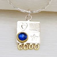 Handmade silver pendant featuring a Blue Opal, sterling silver chain and a stone choice. S.