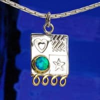 Handmade silver pendant featuring a Blue Opal, sterling silver chain and a stone choice. S.