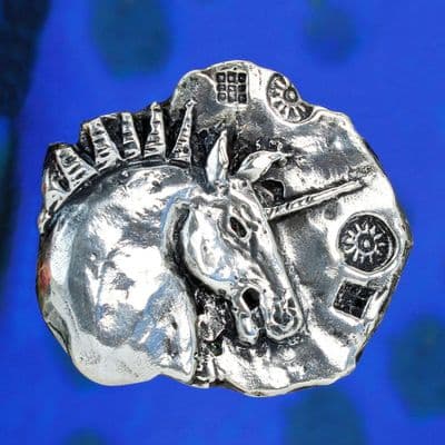 Handmade solid sterling silver Unicorn brooch