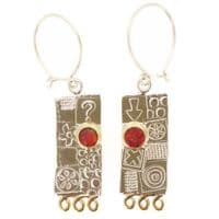 Handmade sterling silver earrings featuring blue opal gemstones. Matching lrg.