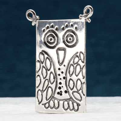 Handmade sterling silver little owl brooch/pin