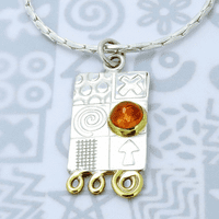 Handmade sterling silver pendant with a garnet gemstone and silver chain.  M. Gemstone choice.