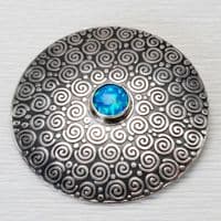 Handmade sterling silver Swirl pattern brooch featuring a beautiful 8mm blue Opal gemstone