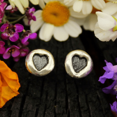 Heart ear studs sterling silver tiny stud earrings 8mm
