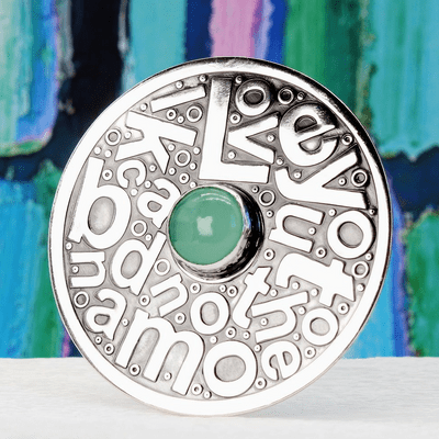 Love You To The Moon And Back Brooch, Handmade, Sterling Silver Chalcedony Brooch, Letters, Lyrics