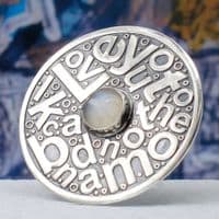 Love You To The Moon And Back Brooch, Handmade, Sterling Silver Chalcedony Brooch, Letters, Lyrics