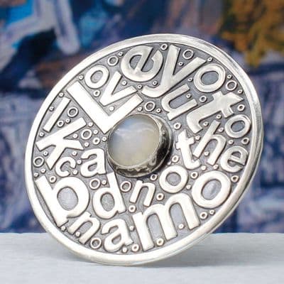 Love You To The Moon And Back Brooch, Handmade, Sterling Silver Moonstone Brooch, Letters, Lyrics