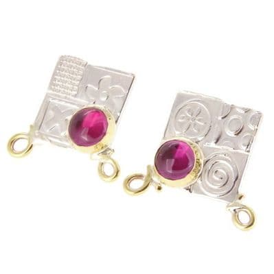 Matching large silver ear studs