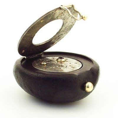 One off mens cufflinks with an amethyst and hand carved wooden box