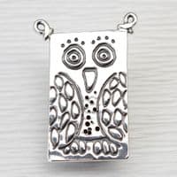 Owl brooch pin,  sterling silver