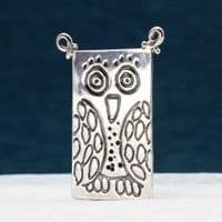 Owl brooch pin,  sterling silver