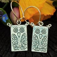 Owl brooch pin,  sterling silver