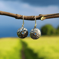 Oxidised domed silver earrings