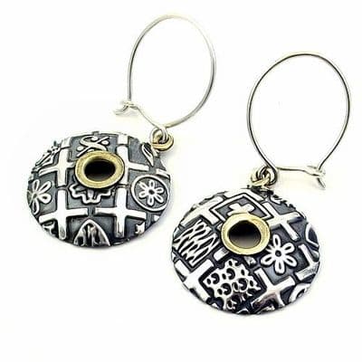 Oxidised domed silver earrings