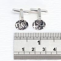 Oxidised silver concave cufflinks