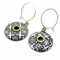 Oxidised silver disc pendant