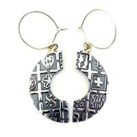 Oxidised silver disc pendant