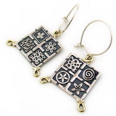 Oxidised Square Silver earrings