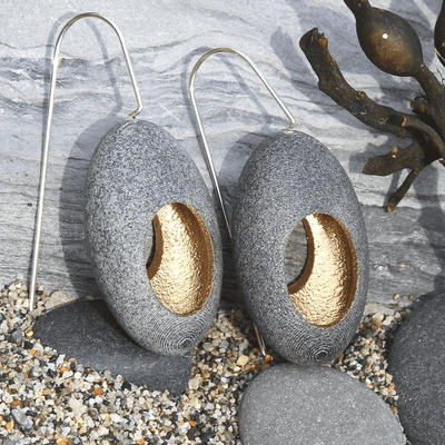 Pebble earrings, 'Hollow'