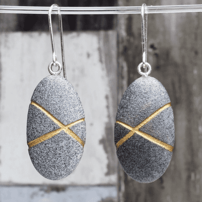Pebble earrings, Stripe no.4. Jewellery inspired by nature