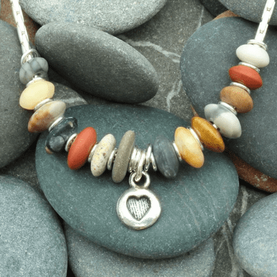 Pebble necklace, earthy colours, natural stone necklace, seaside inspired, no.8