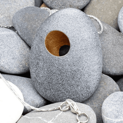 Pebble pendant 'hole' with sterling silver chain