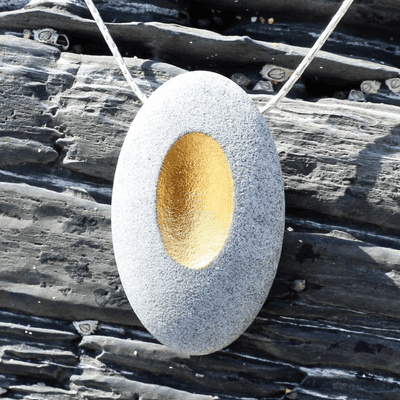 Pebble pendant with sterling silver chain, 'Hepworth'