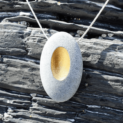 Pebble pendant with sterling silver chain, 'Hepworth'