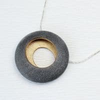 Pebble pendant with sterling silver chain, 'Round'