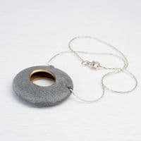 Pebble pendant with sterling silver chain, 'Round'