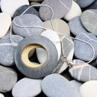 Pebble pendant with sterling silver chain, 'Round'