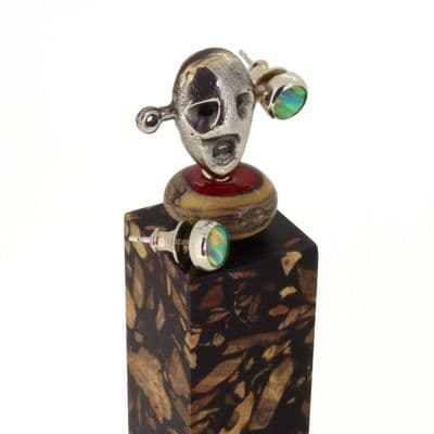 Sculptural one off earring stand with opal ear studs no17