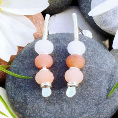 Seaside earrings, inspired by nature, sea, sand and sky,  pink colours, pebble earrings no.11