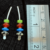 Silver and gemstone earrings, Arc multi-coloured, lapis, carnelian earrings, medium size 6A