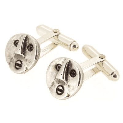 Silver Face cufflinks, inspired by African masks