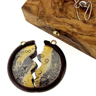 Silver & Gold earrings with olivewood box