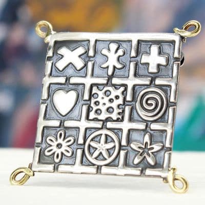 Small Square Oxidised Silver Brooch