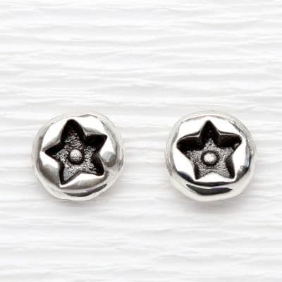 Star ear studs round small sterling silver stud earrings
