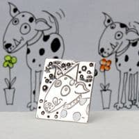 Sterling silver dog brooch, terrier dog with a hat