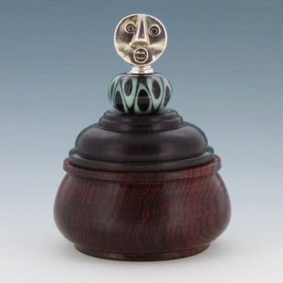 Trinket box | exotic hardwoods, glass bead | John Field