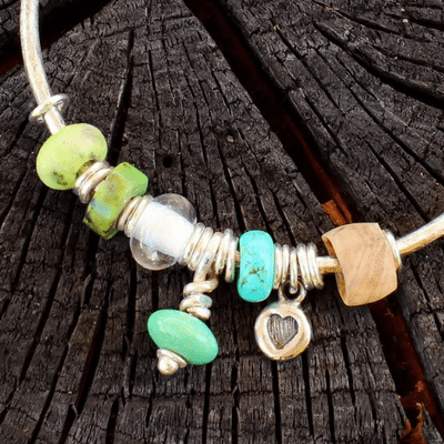 Turquoise bangle, 2.5mm rod, serpentine, rock crystal, Spanish olive wood